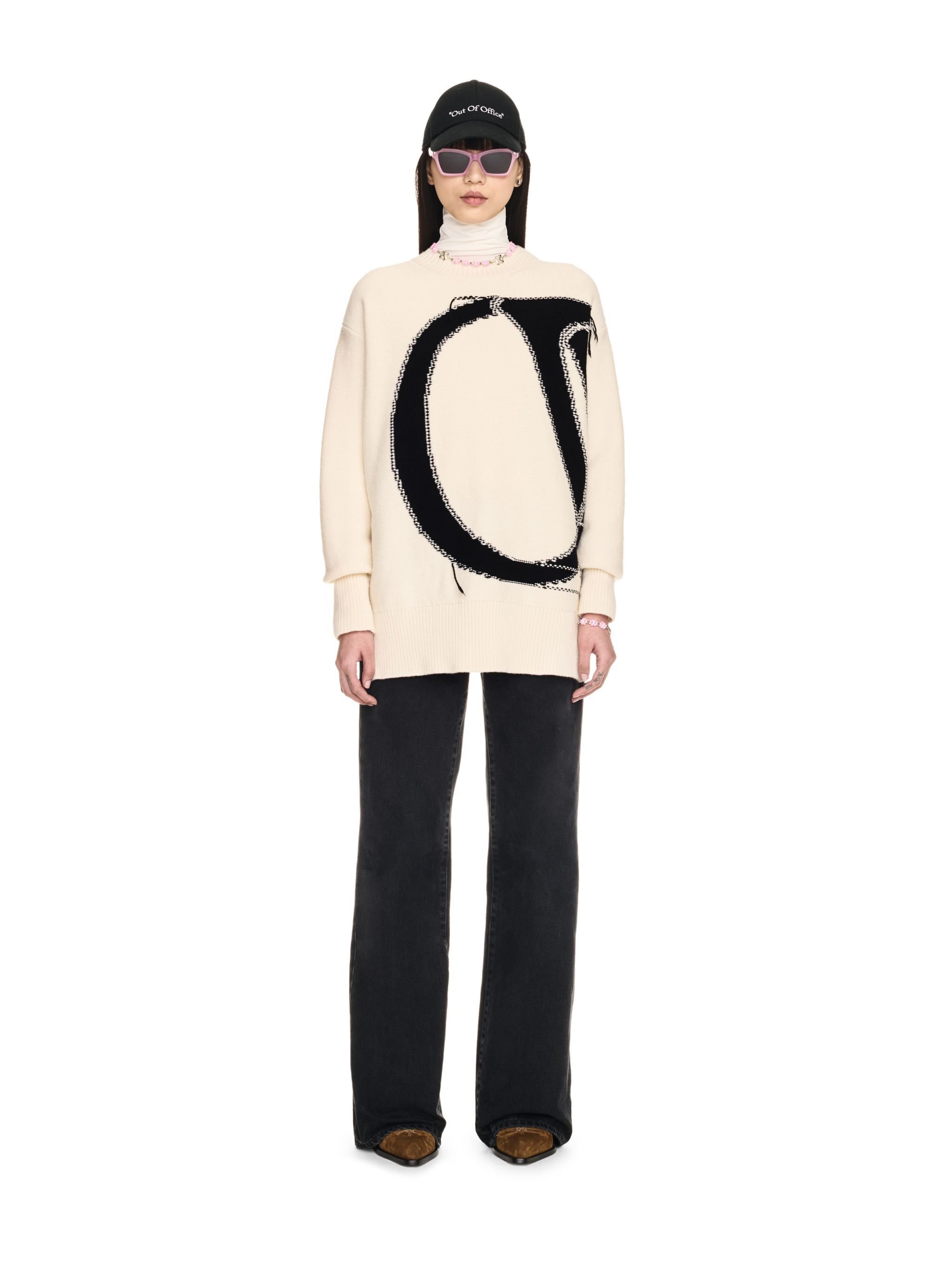 OFF WHITE White Maxi Logo Crewneck WHITE OWHE102C99KNI001