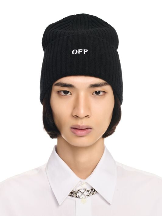 Offstamp Loose Knit Beanie OFF WHITE Offstamp Loose Knit Beanie BLACK OMLC030C99KNI002