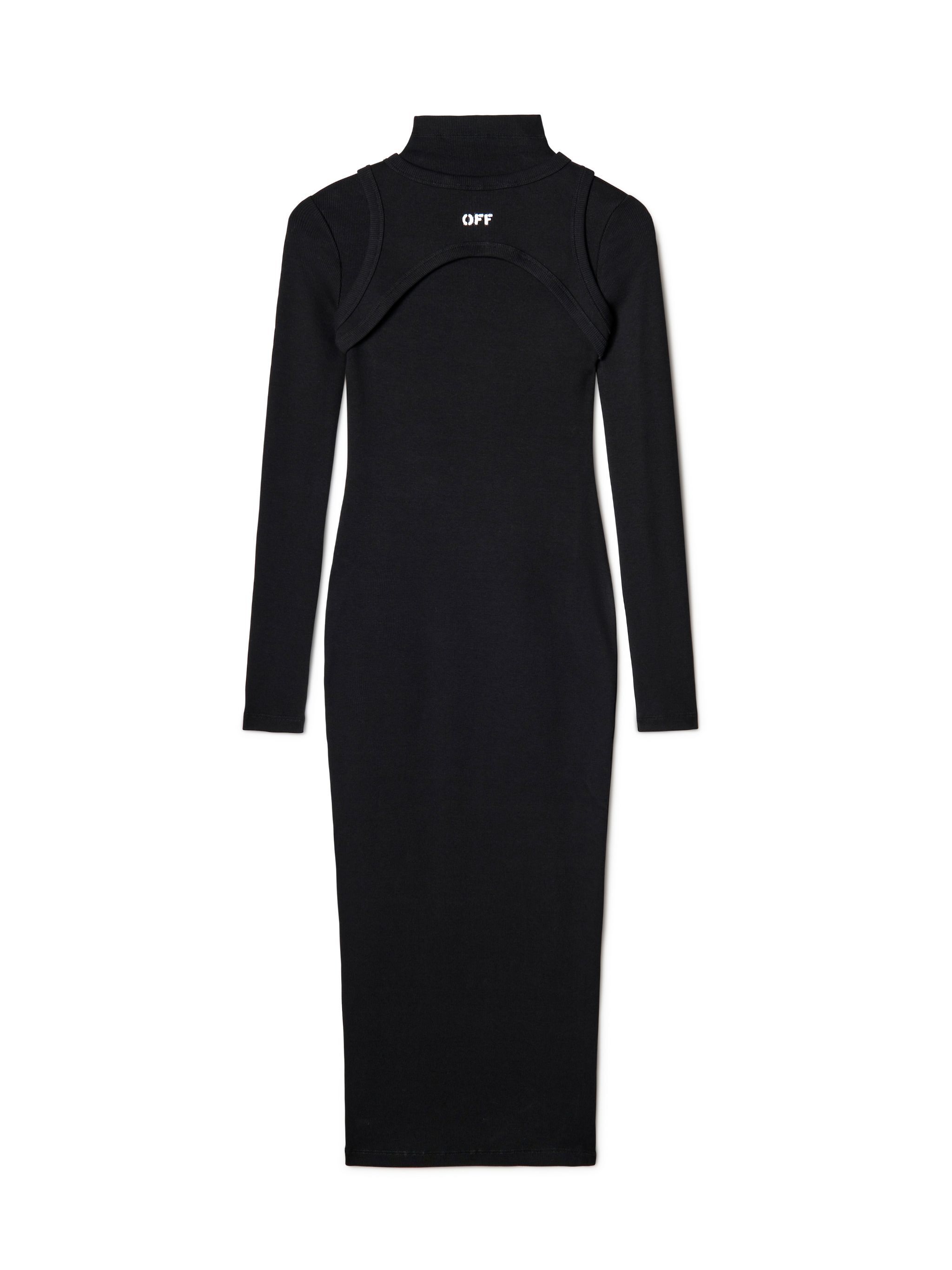 OFF WHITE Black Off Stamp Ribbed Midi Dress BLACK OWDB495C99JER001