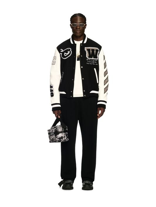 Leather/Wool Varsity Jacket OFF WHITE Leather/Wool Varsity Jacket BLACK OMJA122C99LEA005