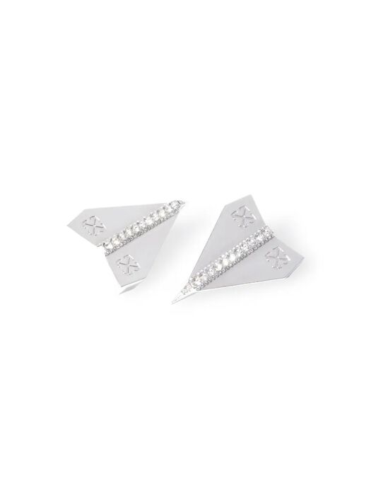 OFF WHITE Silver Paper Plane Earrings SILVER OMOD11JZ25MET001