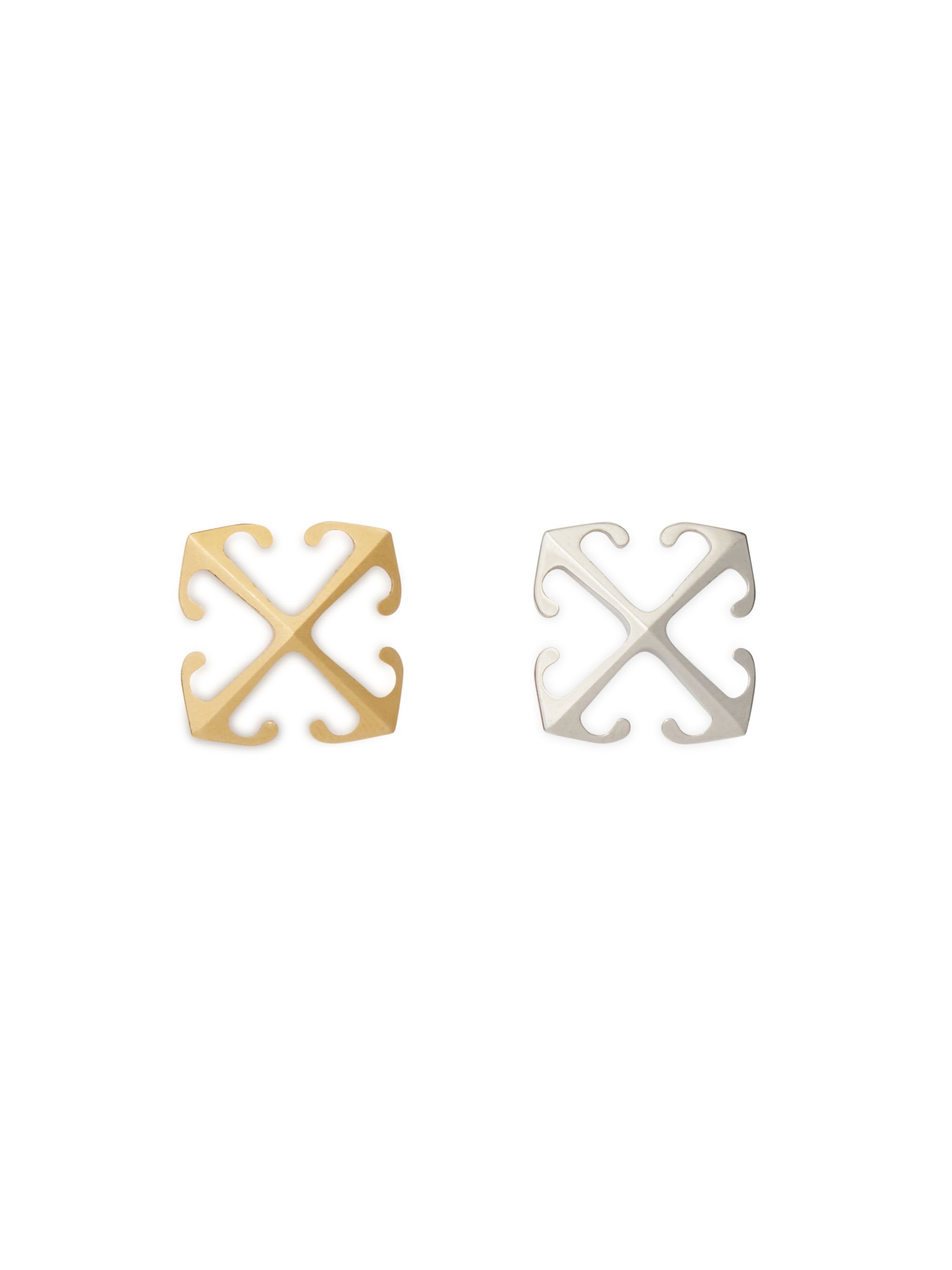 OFF WHITE Bicolor Mini Arrow Earrings SILVER OWOD29MS25MET001