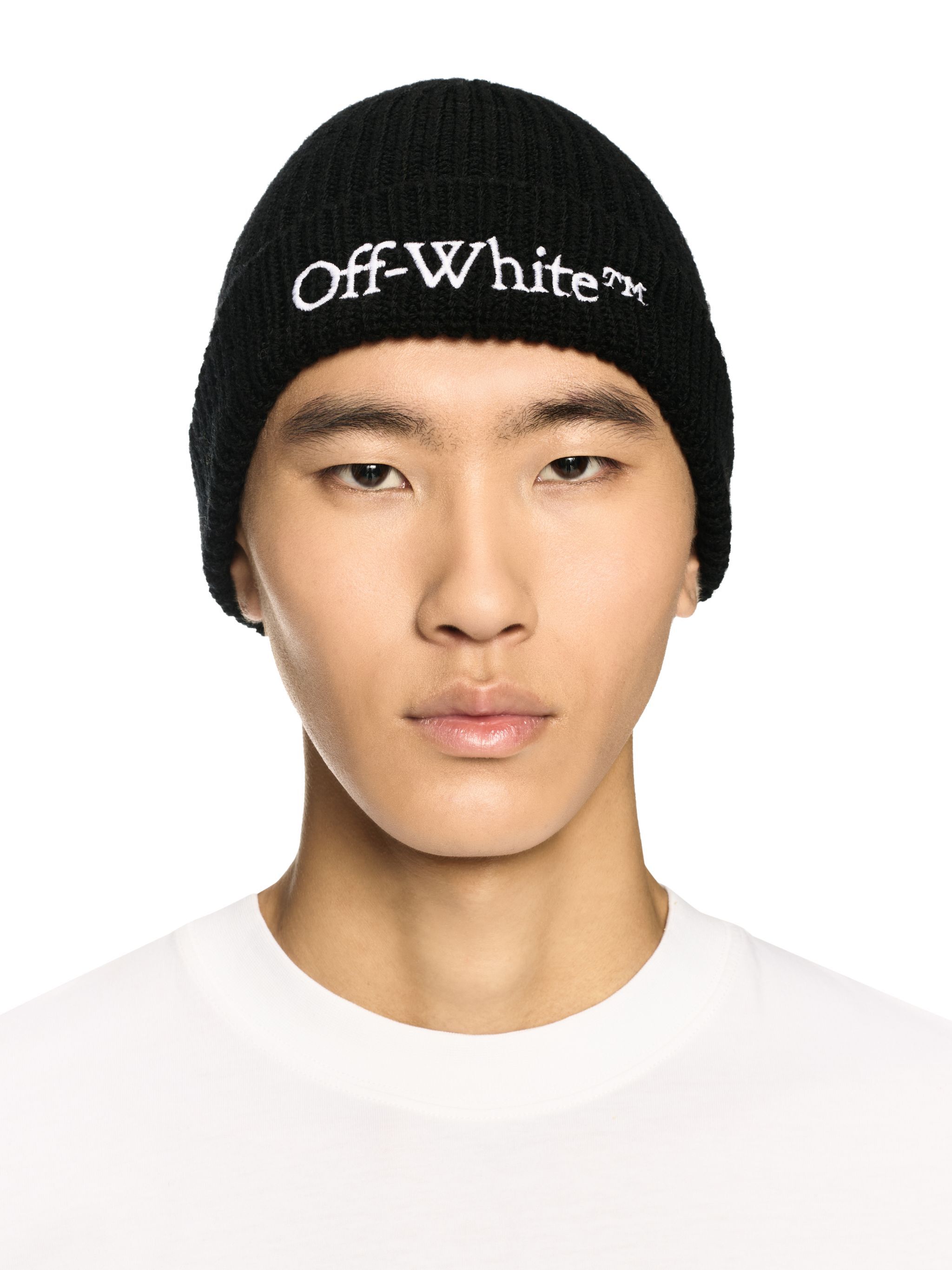 OFF WHITE Bookish Classic Knit Beanie Black - Whit BLACK OMLC041C99KNI003
