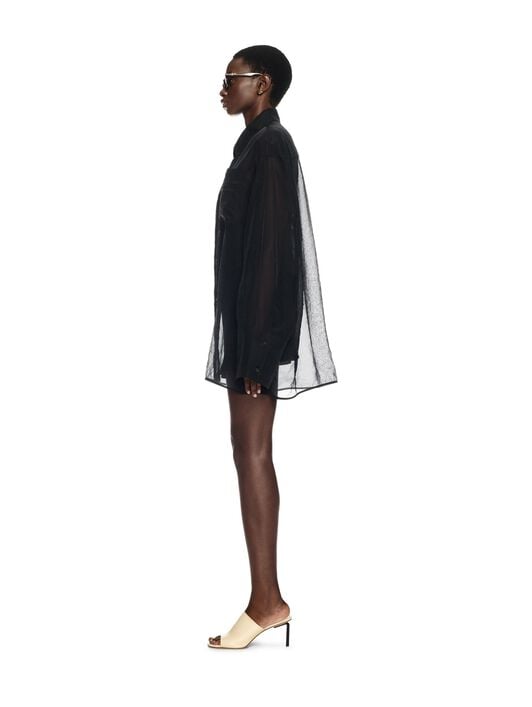 Black Organza Shirt Dress OFF WHITE Black Organza Shirt Dress BLACK OWDG00BS25FAB001