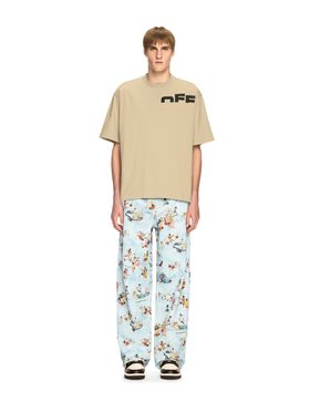 OFF WHITE Beige Off Split T-Shirt NEUTRALS OMAA120S25JER00B