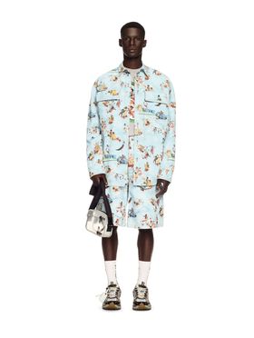 OFF WHITE Fresco Print Den Milit Shirt Multicolor BLUE OMYD05HS25DEN003