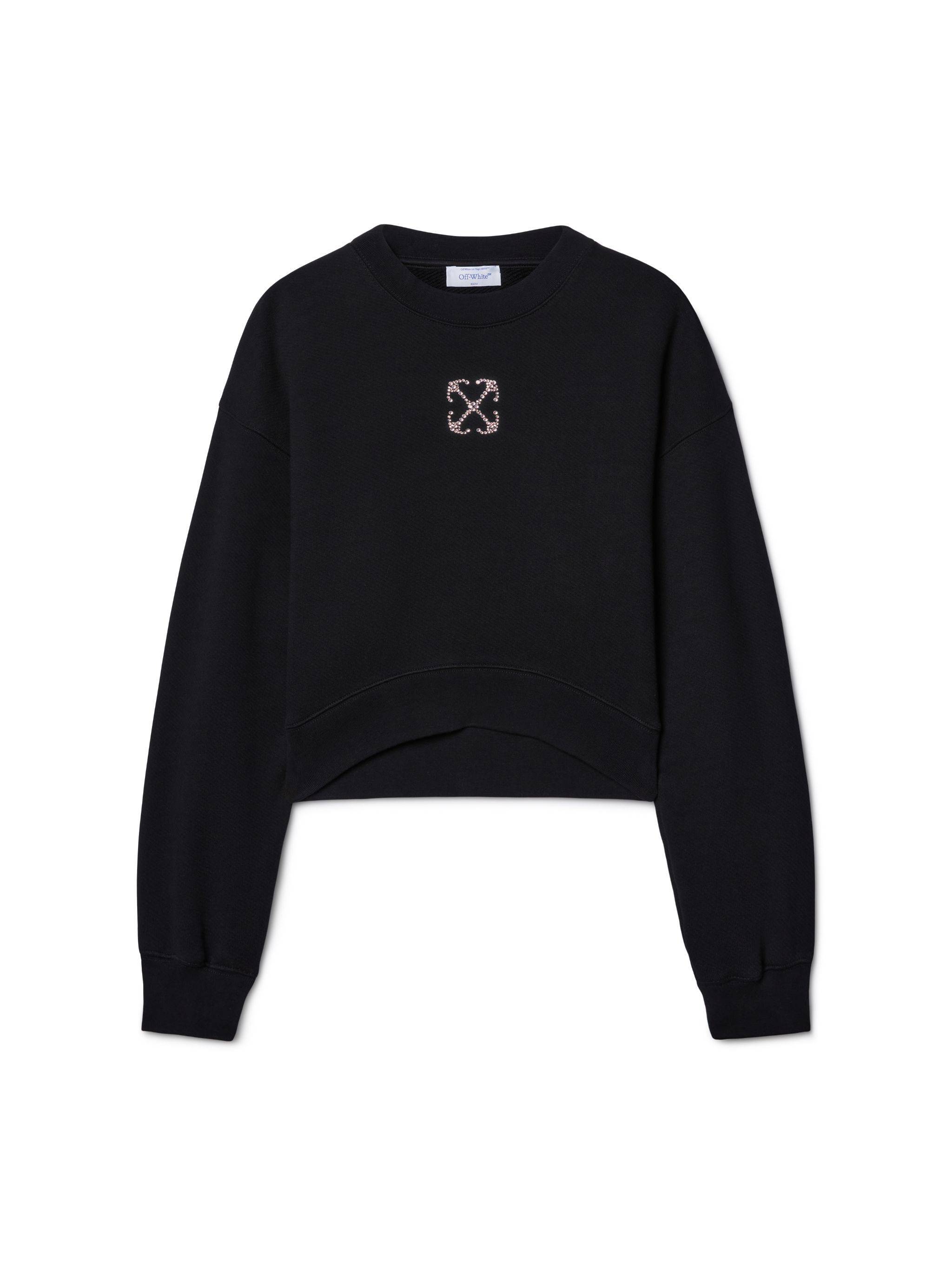 OFF WHITE Jewel Mini Arrow Crop Crew Black - Silve BLACK OWBA079S25FLE003