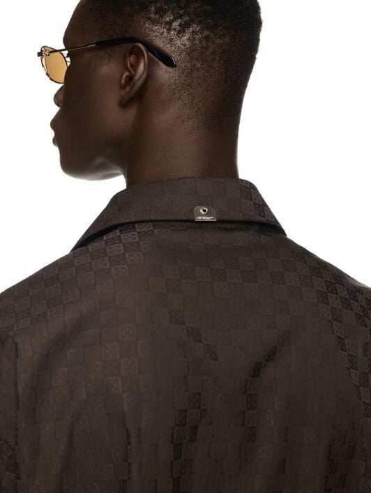 Chocolate Jacquard Check Bowling Shirt OFF WHITE Chocolate Jacquard Check Bowling Shirt BROWN OMGG013S25FAB004